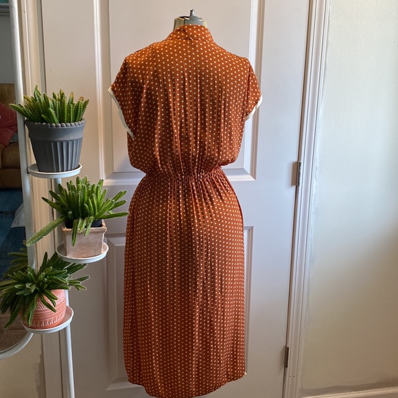 Smythe Burnt Orange Rust and Ivory Polka Dot Dress SZ 4/6 - Picture 11 of 11